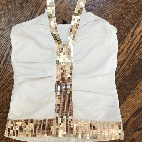 White and gold Sequence Halter Top - Picture 5 of 6